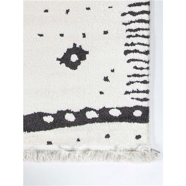 ECARPET Lyra Ivory Contemporary Rectangular Polyester Runner Rug - 2 x 7-ft