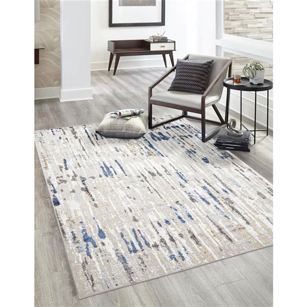 ECARPET Juniper Grey Contemporary Rectangular Polyester Abstract Area Rug - 5 x 8-ft