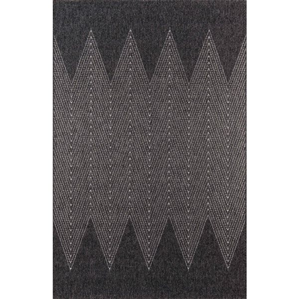 ECARPET Raven Charcoal Modern Indoor/Outdoor Rectangular Polypropylene Geometric Area Rug - 6 x 9-ft