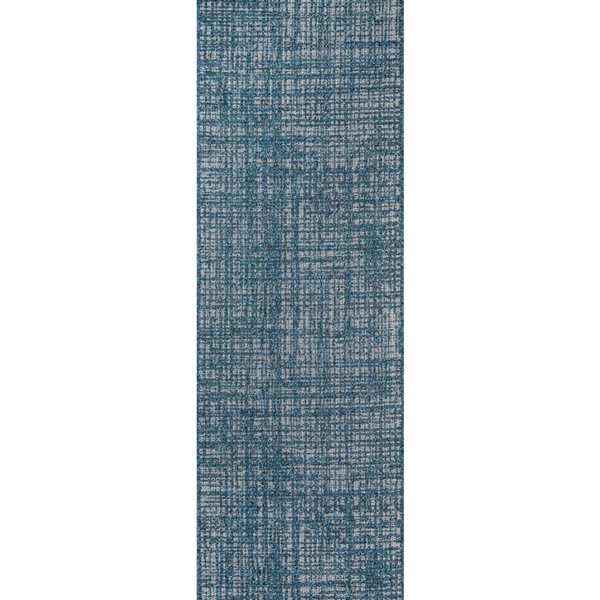 ECARPET Nayah Blue Modern Indoor/Outdoor Rectangular Polypropylene Geometric Runner Rug - 2 x 6-ft