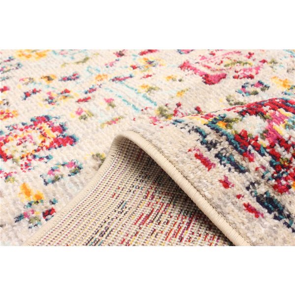 ECARPET Jasmine Ivory Traditional Rectangular Polypropylene Abstract Runner Rug - 2 x 8-ft