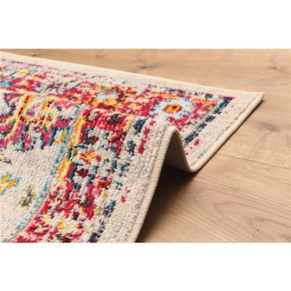ECARPET Jasmine Ivory Traditional Rectangular Polypropylene Abstract Runner Rug - 2 x 8-ft
