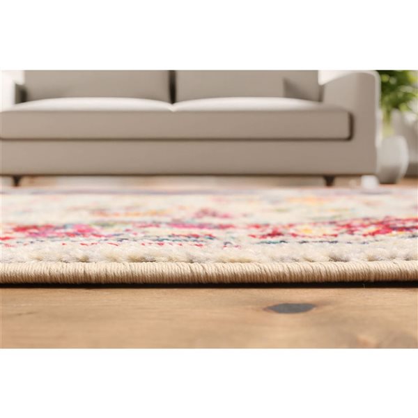 ECARPET Jasmine Ivory Traditional Rectangular Polypropylene Abstract Runner Rug - 2 x 8-ft