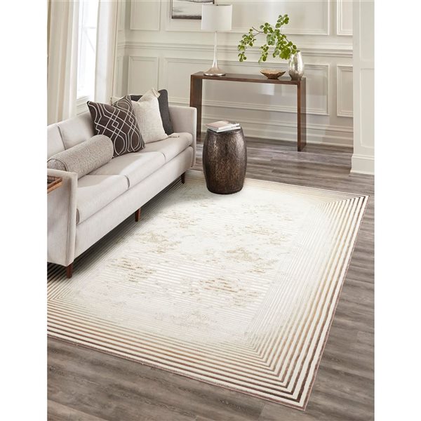 ECARPET Ramona Tan Contemporary Rectangular Polyester Abstract Area Rug - 8 x 10-ft