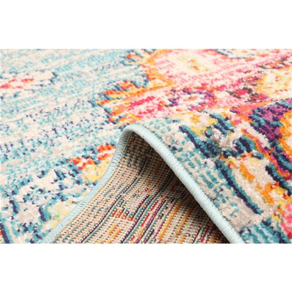 ECARPET Lotus Blue Traditional Rectangular Polypropylene Abstract Area Rug - 5 x 8-ft