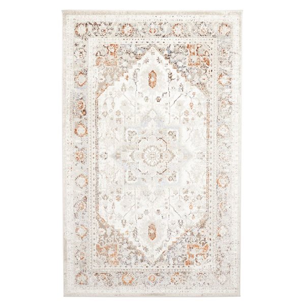 ECARPET Paradox Ivory Traditional Rectangular Polyester Abstract Area Rug - 8 x 10-ft
