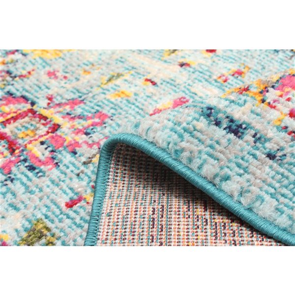 ECARPET Jasmine Blue Traditional Rectangular Polypropylene Abstract Runner Rug - 2 x 8-ft