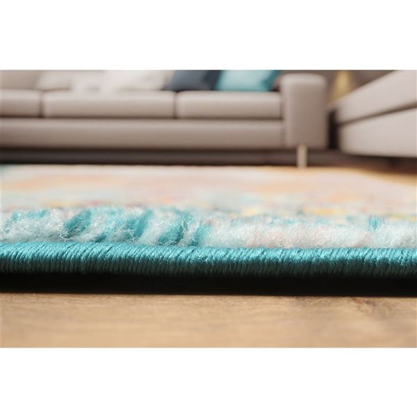 ECARPET Jasmine Blue Traditional Rectangular Polypropylene Abstract Runner Rug - 2 x 8-ft