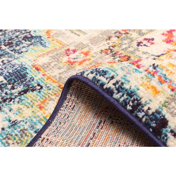 ECARPET Lotus Navy Traditional Rectangular Polypropylene Abstract Area Rug - 8 x 10-ft