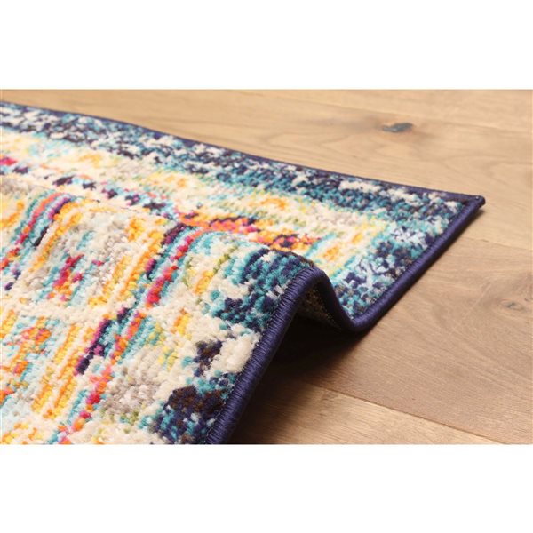 ECARPET Lotus Navy Traditional Rectangular Polypropylene Abstract Area Rug - 8 x 10-ft