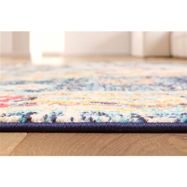 ECARPET Lotus Navy Traditional Rectangular Polypropylene Abstract Area Rug - 8 x 10-ft