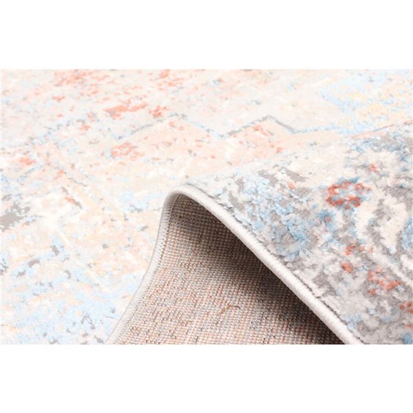 ECARPET Leila Ivory Traditional Rectangular Polyester Abstract Area Rug - 5 x 8-ft