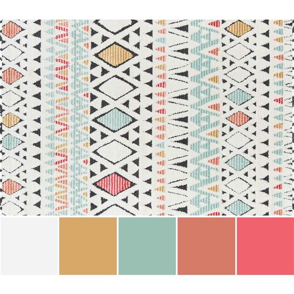 ECARPET Kaia Multicolour Contemporary Rectangular Polyester Area Rug - 5 x 7-ft