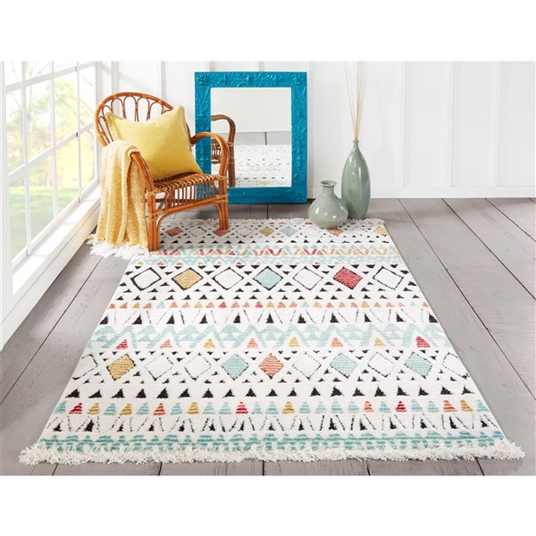 ECARPET Kaia Multicolour Contemporary Rectangular Polyester Area Rug - 5 x 7-ft