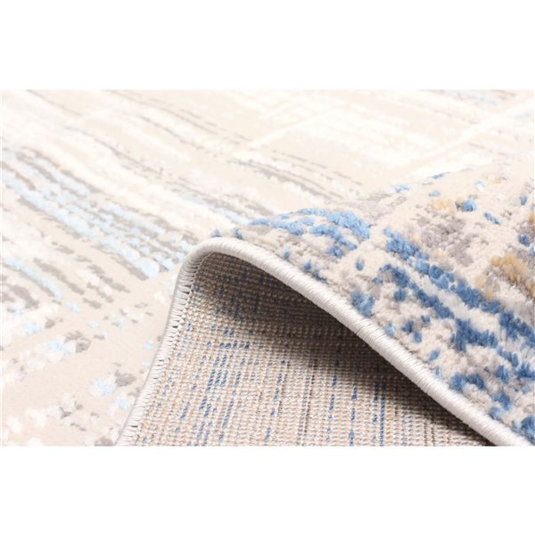 ECARPET Quinn Blue Contemporary Rectangular Polyester Abstract Area Rug - 8 x 10-ft