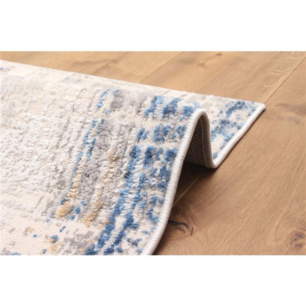 ECARPET Quinn Blue Contemporary Rectangular Polyester Abstract Area Rug - 8 x 10-ft