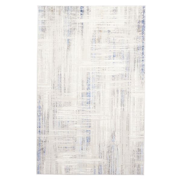 ECARPET Quinn Blue Contemporary Rectangular Polyester Abstract Area Rug - 8 x 10-ft