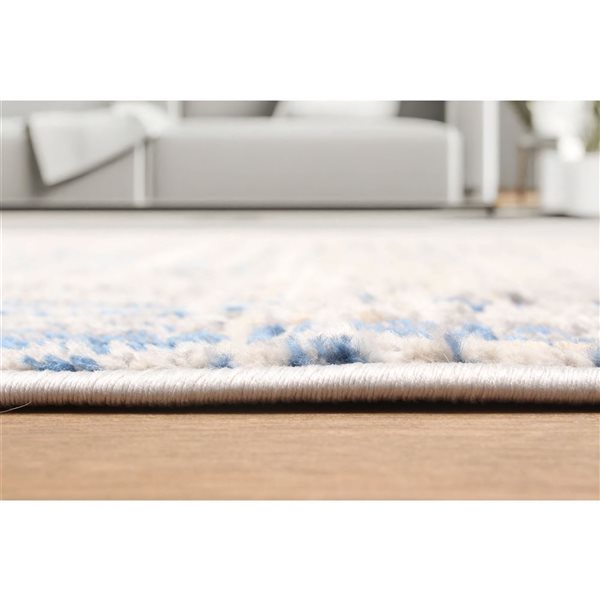 ECARPET Quinn Blue Contemporary Rectangular Polyester Abstract Area Rug - 8 x 10-ft