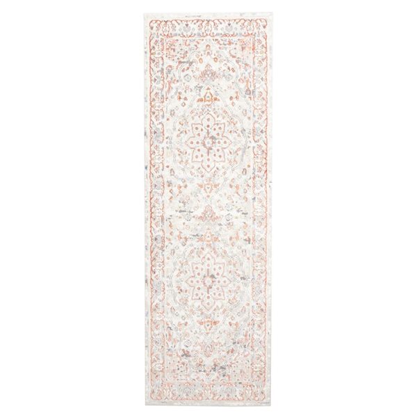 ECARPET Seline Ivory Traditional Rectangular Polyester Abstract Runner Rug - 2 x 8-ft