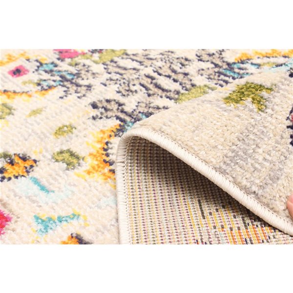 ECARPET Rosa Ivory Traditional Rectangular Polypropylene Abstract Runner Rug - 2 x 8-ft