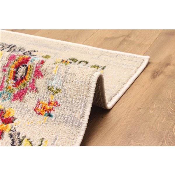 ECARPET Rosa Ivory Traditional Rectangular Polypropylene Abstract Runner Rug - 2 x 8-ft