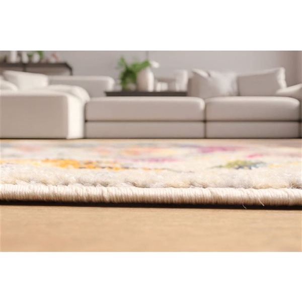 ECARPET Rosa Ivory Traditional Rectangular Polypropylene Abstract Runner Rug - 2 x 8-ft