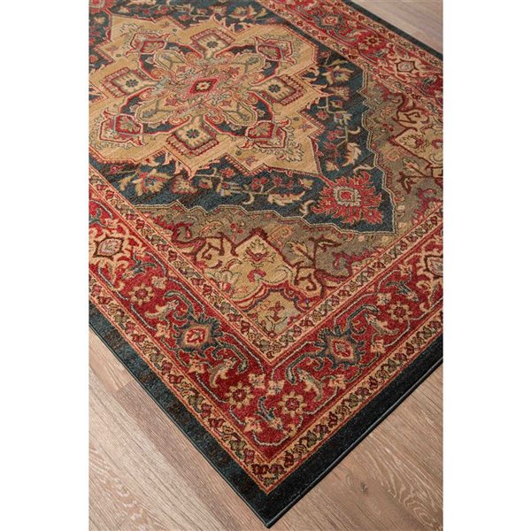 ECARPET Lux Navy Traditional Rectangular Polypropylene Medallion Area Rug - 7 x 9-ft