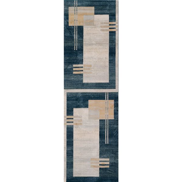 ECARPET Sorelle Blue Contemporary Rectangular Polyester Geometric Runner Rug - 2 x 7-ft