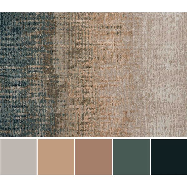 ECARPET Sable Blue Contemporary Rectangular Polyester Ombre Runner Rug - 2 x 7-ft