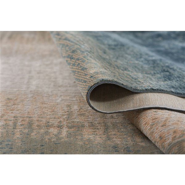 ECARPET Sable Blue Contemporary Rectangular Polyester Ombre Runner Rug - 2 x 7-ft