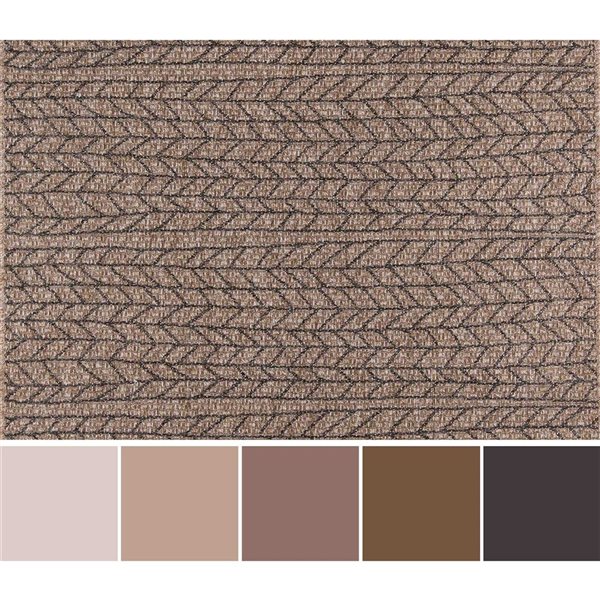ECARPET Linden Tan Modern Indoor/Outdoor Rectangular Polypropylene Geometric Area Rug - 6 x 9-ft