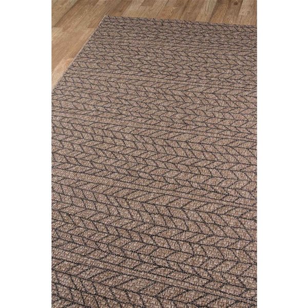 ECARPET Linden Tan Modern Indoor/Outdoor Rectangular Polypropylene Geometric Area Rug - 6 x 9-ft