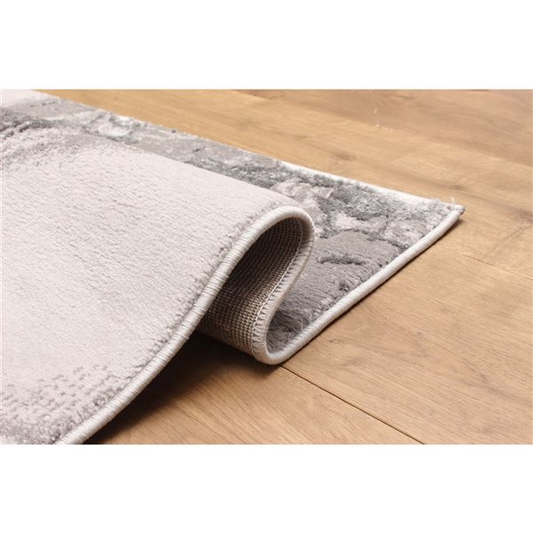 ECARPET Dove Grey Contemporary Rectangle Polyester Abstract Area Rug - 5 x 8-ft