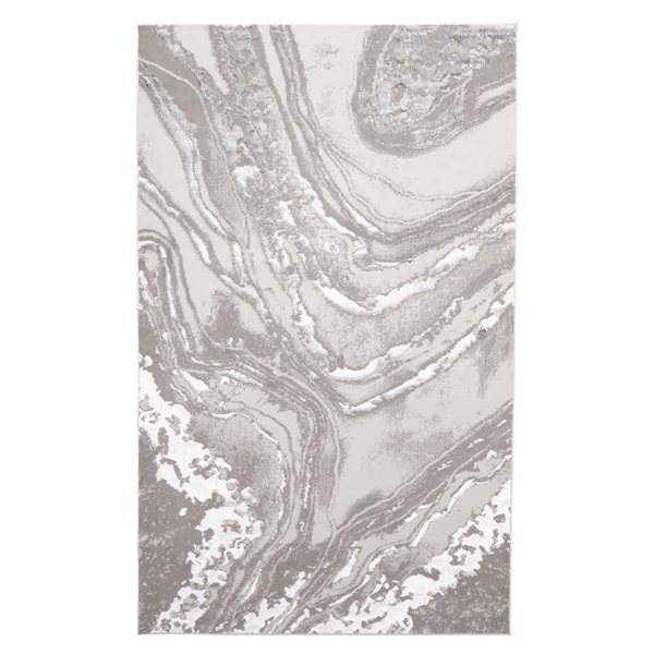 ECARPET Dove Grey Contemporary Rectangle Polyester Abstract Area Rug - 5 x 8-ft