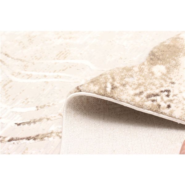 ECARPET Echo Tan Ivory Contemporary Rectangular Polyester Abstract Area Rug - 5 x 8-ft