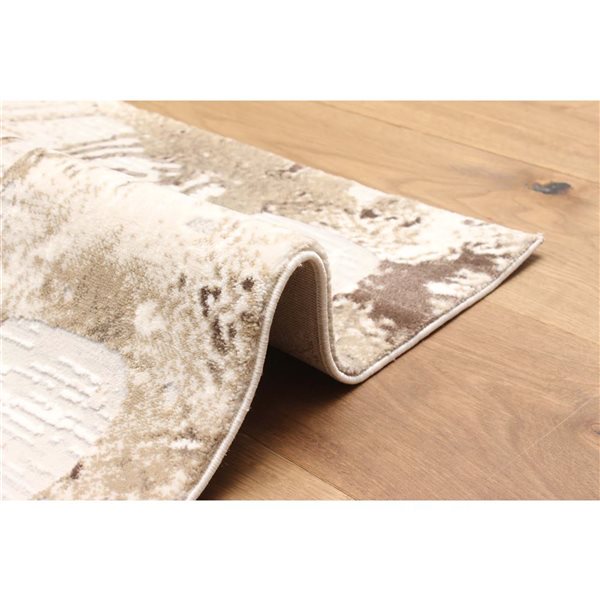 ECARPET Echo Tan Ivory Contemporary Rectangular Polyester Abstract Area Rug - 5 x 8-ft