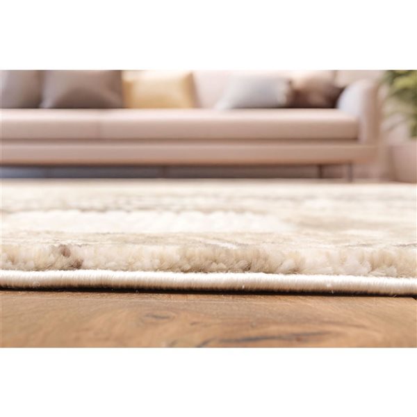 ECARPET Echo Tan Ivory Contemporary Rectangular Polyester Abstract Area Rug - 5 x 8-ft