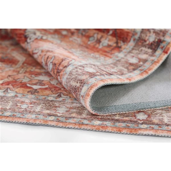 ECARPET Ruby Copper Traditional Rectangular Polyester Abstract Area Rug - 6 x 9-ft