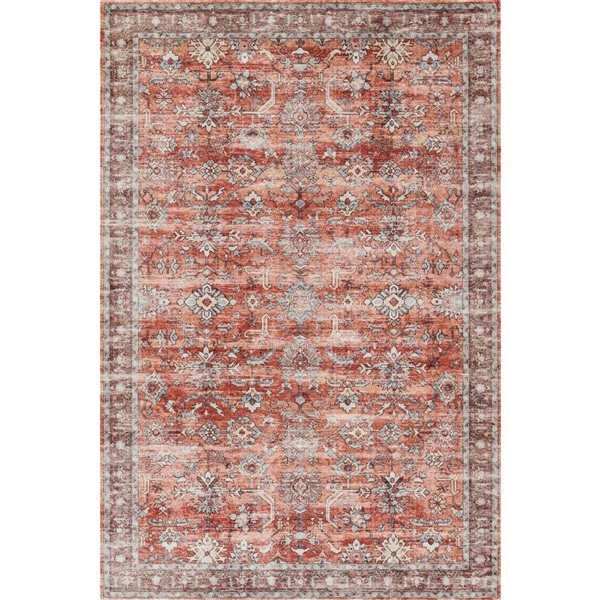 ECARPET Ruby Copper Traditional Rectangular Polyester Abstract Area Rug - 6 x 9-ft