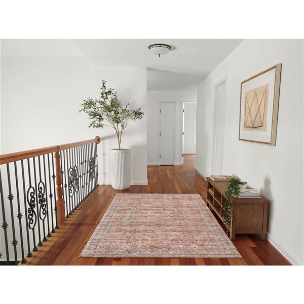 ECARPET Ruby Copper Traditional Rectangular Polyester Abstract Area Rug - 6 x 9-ft