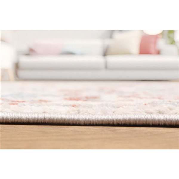 ECARPET Mira Ivory Traditional Rectangular Polyester Abstract Area Rug - 5 x 8-ft