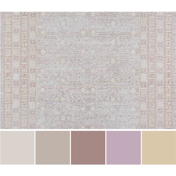 ECARPET Valeria Grey Traditional Rectangular Polyester Tribal Area Rug - 5 x 7-ft
