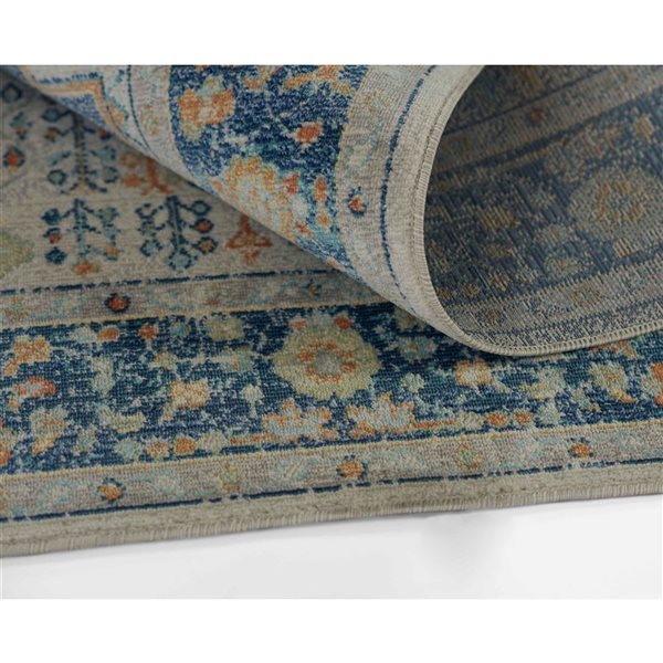 ECARPET Kinsley Navy Traditional Rectangular Polypropylene Medallion Area Rug - 9 x 12-ft