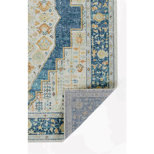 ECARPET Kinsley Navy Traditional Rectangular Polypropylene Medallion Area Rug - 9 x 12-ft