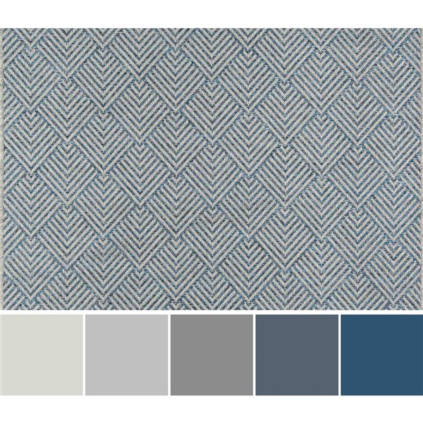 ECARPET Laura Blue Modern Indoor/Outdoor Rectangular Polypropylene Geometric Area Rug - 7 x 10-ft