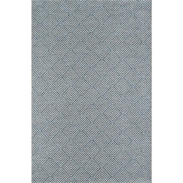 ECARPET Laura Blue Modern Indoor/Outdoor Rectangular Polypropylene Geometric Area Rug - 7 x 10-ft