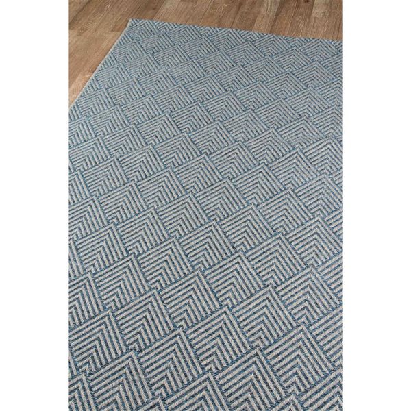ECARPET Laura Blue Modern Indoor/Outdoor Rectangular Polypropylene Geometric Area Rug - 7 x 10-ft