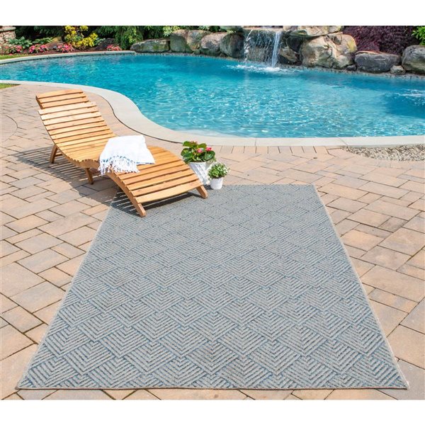ECARPET Laura Blue Modern Indoor/Outdoor Rectangular Polypropylene Geometric Area Rug - 7 x 10-ft