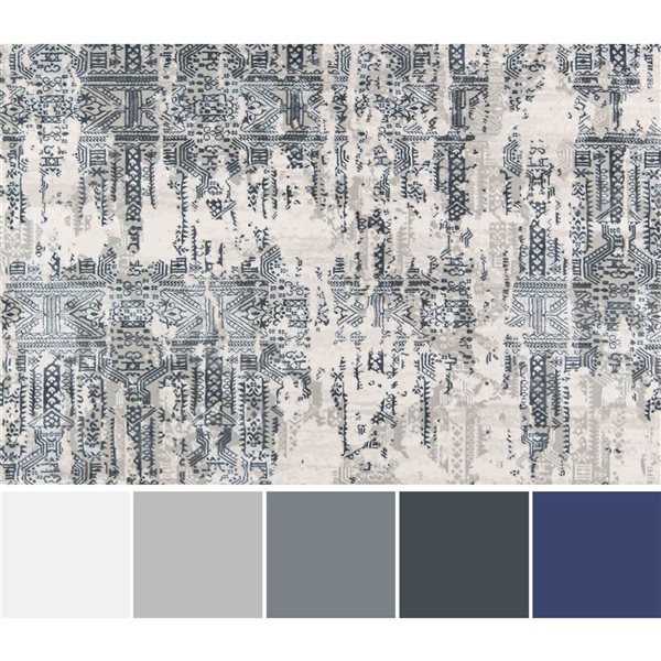 ECARPET Claudia Grey Traditional Rectangle Polyester Medallion Area Rug - 8 x 12-ft