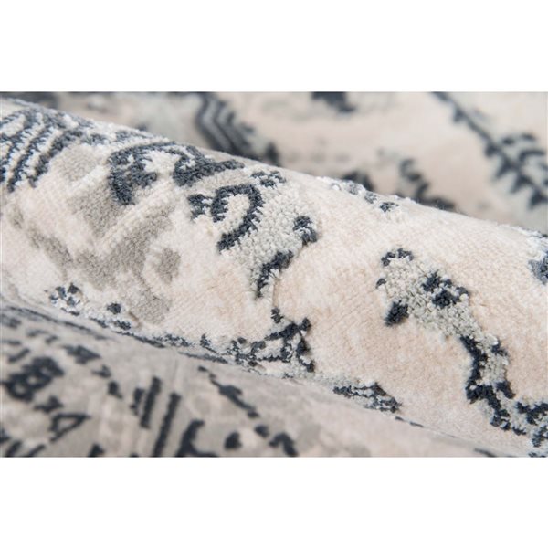 ECARPET Claudia Grey Traditional Rectangle Polyester Medallion Area Rug - 8 x 12-ft